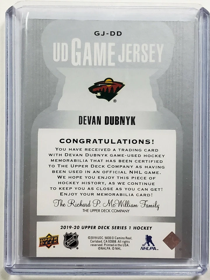 2019-20 Upper Deck UD Game Jersey Devan Dubnyk #GJ-DD - Image 2 of 2