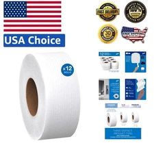 12 Rolls of 100% Recycled 2-Ply Jumbo Toilet Paper, 1,000' Each for Businesses