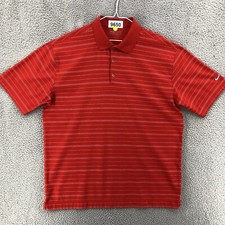 Nike Golf Polo Shirt Dri-Fit Men's Size XL Short Sleeve Striped Red 9650