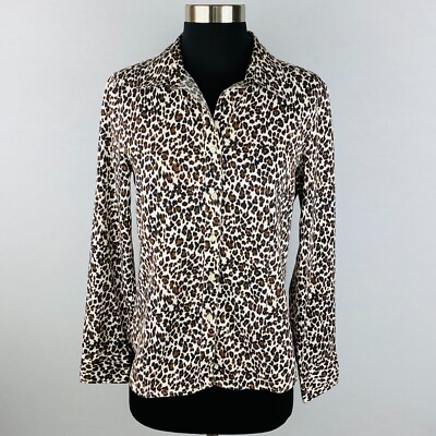 Talbots Outlet Womens Long Sleeves Animal Print Button Down