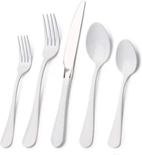 White Silverware Set,20-Piece Stainless Steel Flatware Set, Kitchen Utensil Set 
