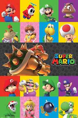 Super Mario Figuren Poster KING SIZE 61x91,5 cm | 24x36 inch Gamer Schlafzimmer