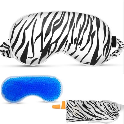 Zebra Pattern Ice Silk 2 in 1 Heating and Cooling Gel Sleeping Eye Mask Reusable