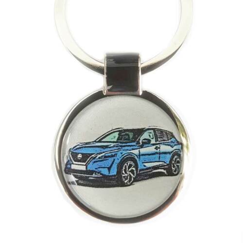 Nissan Qashqai 2021 Blue & 3D Effect Coating & Text Engraving KEYCHAIN - Picture 1 of 3