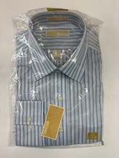michael kors striped blue and white Xlarge 17.5/34-35 dress shirt 100 Cotton