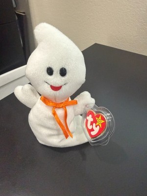 Ty Spooky the Ghost Beanie Baby - Mint Condition with Errors, PVC Pellets
