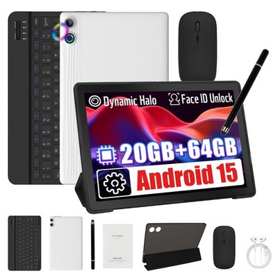 2026 Tablet 10.1 Zoll IPS Android 15 mit 20GB RAM 64GB ROM Bluetooth Dual Kamera