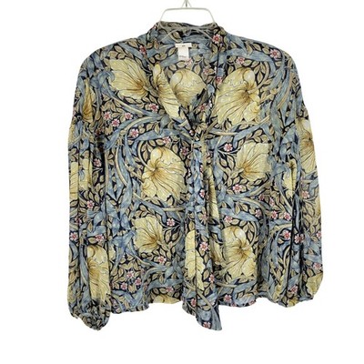 Morris & Co x HM Academia Romantic Sheer Tie Neck Art Nouveau Floral oversize 8
