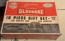 Jeannette Glass Co Glasbake 10 Piece Gift Set Never Used In Box