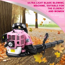 52CC 2-Stroke Backpack Gas Leaf Blower 550CFM Pink for Lawn Yard Debris Clearing