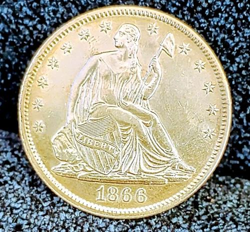 1866 Seated Liberty Half Dollar AU++ IN Grade 100 % Original Better Date