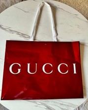 AUTHENTIC LARGE RED GUCCI PAPER SHOPPING GIFT BAG WHITE HANDLE - 19" x 14" x 6.5