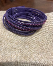 Authentic Swarovski Swan Deluxe Slake Bracelet Purple Signed