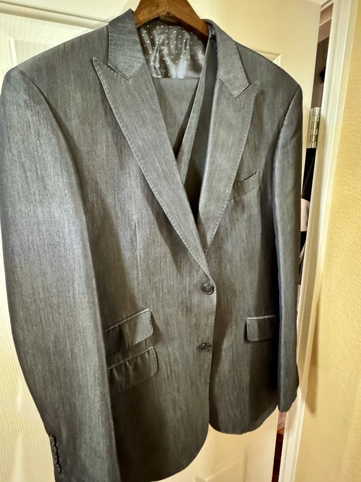 Colete Calça Masculina English Laundry 3 Peças Cinza Prata 42L 36X32 Rara INCRÍVEL - Imagem 3 de 4