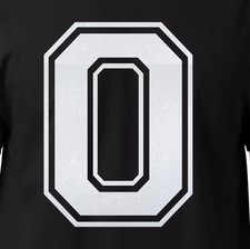 8" Glitter Iron-On Number 0 Zero 0   Large White Heat Transfer Number for J...