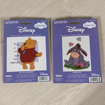 Lot of 2 Disney Cross Stitch Kits Janlynn Winnie the Pooh & Eeyore Sealed
