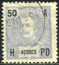 DD28 Azores  Stamp Scott #106  King Carlos  Fine Used CV $4.75