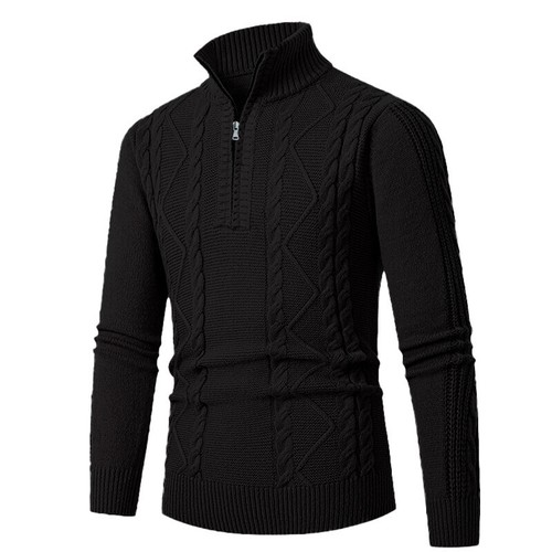 New men's sweater fashionable twisted flower half zipper pullover - Picture 3 of 20