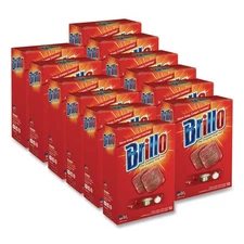 Brillo 23310 2.5" x 3" Steel Wool Soap Pads - Gray/Pink (12/Carton) New