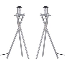 Set of 2 Modern Chrome Tripod 40cm Table Lamps Bedside Lights Base Only