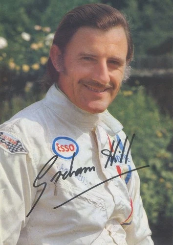 Graham Hill Esso Postcard size with facsimile signature
