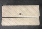 Chanel Bicolore Matelasse Caviar Skin Long Leather Wallet Cream Black CC Logo