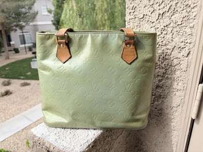 Authentic Louis Vuitton Vernis Green Houston Handbag