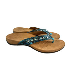 Vionic Lucia Sandal Toe Post Thong Slip On Comfort Aqua Rhinestones Flip Flop 8