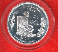 2003 - S  PROOF 90% SILVER   ALABAMA   State Washington Quarte