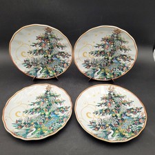 Four Williams Sonoma 'Twas The Night Before Christmas Salad Plate Christmas Tree