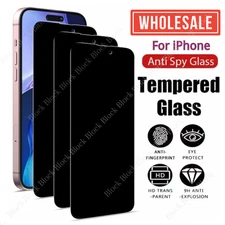 For iPhone 17 16 15 14 13 12 Pro Max Privacy Tempered Glass Screen Protector Lot