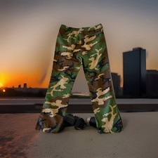 HUF Pants Mens L Green Camo Ripstop Drawstring Waist Relaxed Fit Streetwear