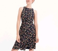 J Crew Mercantile Ruched Waist Dress In Vintage Floral Lined Navy Size 2