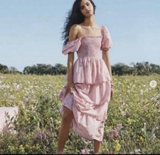 LoveShackFancy x Target "Simone" Tiered Maxi Dress Pink Floral Size Med Coquette