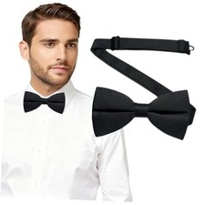 Bow Ties for Men Solid Color Bow Tie Pre-Tied Adjustable - Men's Bow Tie Black