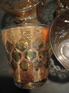 Vintage Culver Valencia Double Old Fashioned 8 oz Glasses Gold Filigree Barware