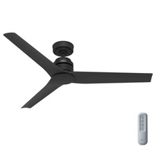 Hunter 52 in. Matte Black Propeller Ceiling Fan w/ Remote for Porches Patios