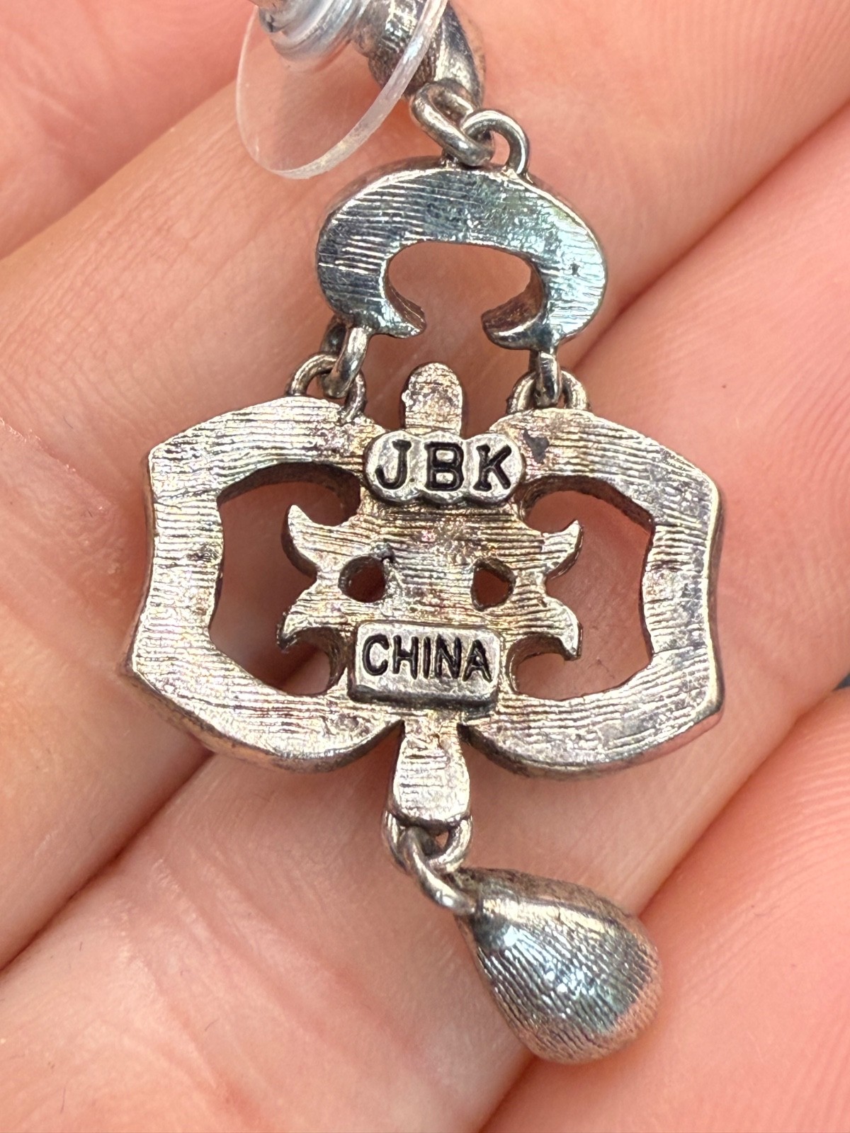 Camrose Kross Earrings Signed JBK  Rhinestone Pierced Jacqueline Kennedy Dangle