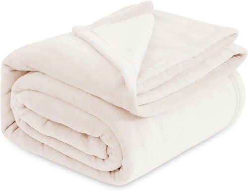 Cream Fleece Blanket Soft Lightweight Plush Fuzzy Cozy Luxury Microfiber - Picture 24 of 27
