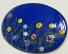 VINTAGE COSTUME JEWELRY HANDPAINTED FLOWER BROOCH