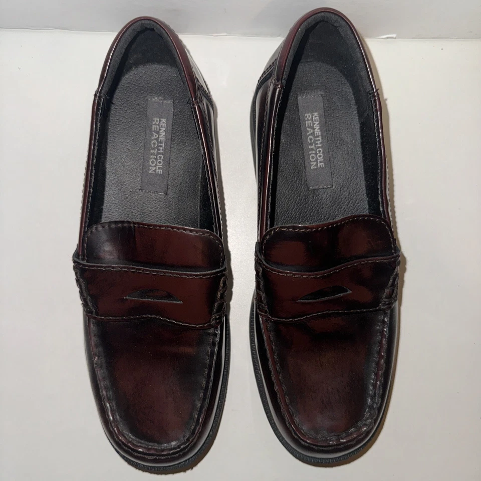Kenneth Cole Reaction Nuevo Zapato Niños Talla 5.5 Borgoña Penny Mocasín Vestido Raro Foto 3 de 4