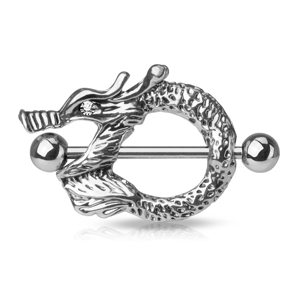 Par 14g 1" (25 mm) circonita cúbica ojos de dragón barras de acero quirúrgico anillos para pezones escudo  Foto 2 de 2