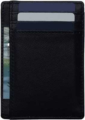 PORTAFOGLIO IN PELLE NERA DA UOMO PORTA CARTE DI CREDITO TESSERE SLIM  VERTICALE | eBay