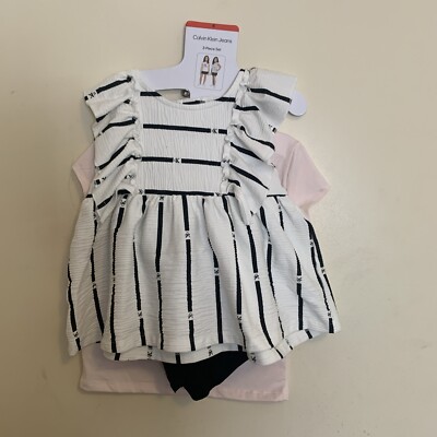 NWT Calvin Klein Jeans Girl s 6 Year 3 Pcs.Set 2- Tunics & 1 Shorts 
