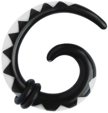 Ear Piercing Expander Stretch Helix Teeth Black White Acrylic IN 3mm - 5mm