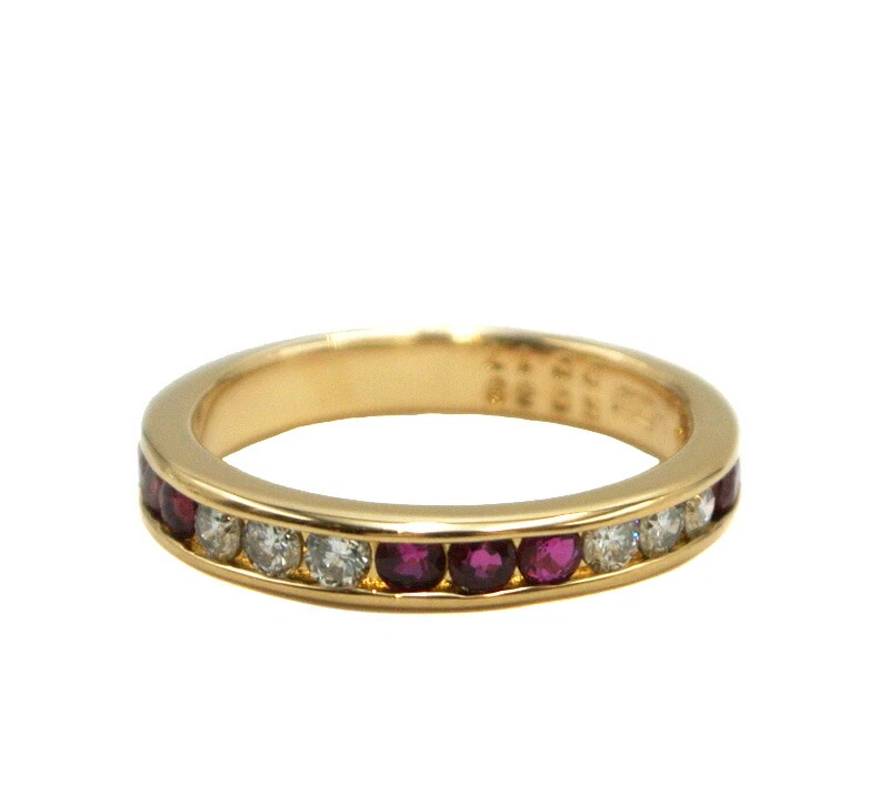 Anillo de diamantes rubí MIKIMOTO talla US 3,5-4 K18YG Foto 3 de 4