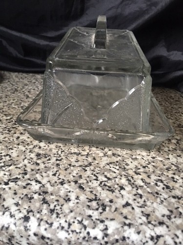 Art Deco Glass Cheese Platter Dish & lid By Sherdley Glassworks Large Heavy 1920 - Picture 14 of 21