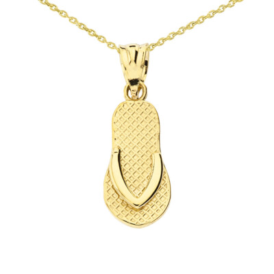 Gold strukturierte Flip Flop Halskette mit Anhänger (erhältlich in Gelb-/Rosé-/Weißgold)