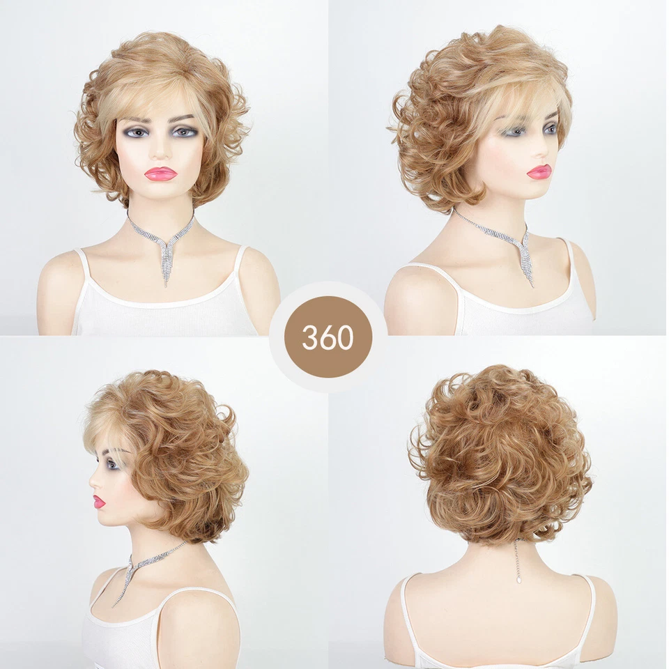 Peruca curta com franjas peruca encaracolada corte pixie para mulheres meninas peruca de festa diária - Imagem 2 de 4