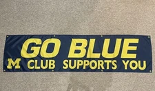 Michigan Wolverines 2x8 Banner Flag GO BLUE Man Cave Blue Maize NCAA